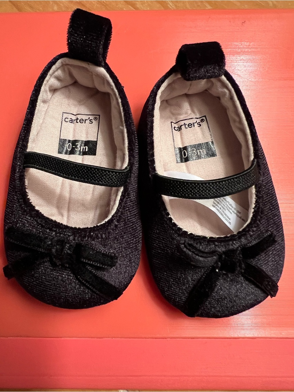 Carter's Black Velvet Bow Infant Mary Jane Shoes